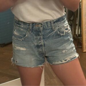 Moussy Blue Distressed Jean Shorts Size 27